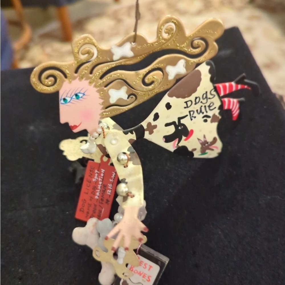 Vintage SILVESTRI Dogs Rule by Karen Rossi/Fanciful Flights Ornament Angel Lady - Picture 8 of 10